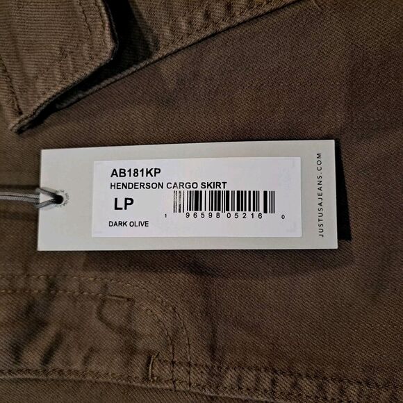 Just USA Henderson Dark Olive Cargo Skirt Cotton Spandex Los Angeles Sz LP, NWT - Picture 6 of 8